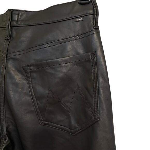 Mother The Undercover Faux Leather Wide Leg Wax On Wax Off Black 27 - Picture 5 of 12